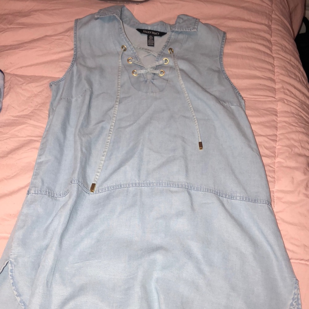 Stylish Ellen Tracy Denim Lace up top